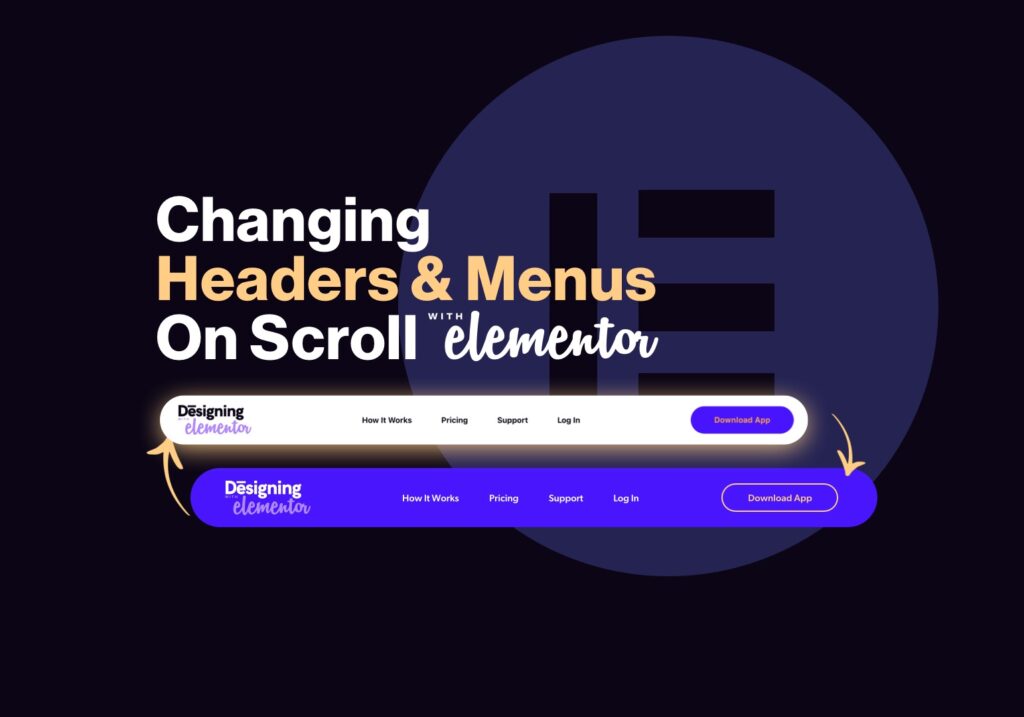Web design tutorial on dynamic scrolling headers with Elementor.