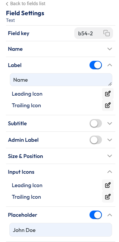 Bitform field settings