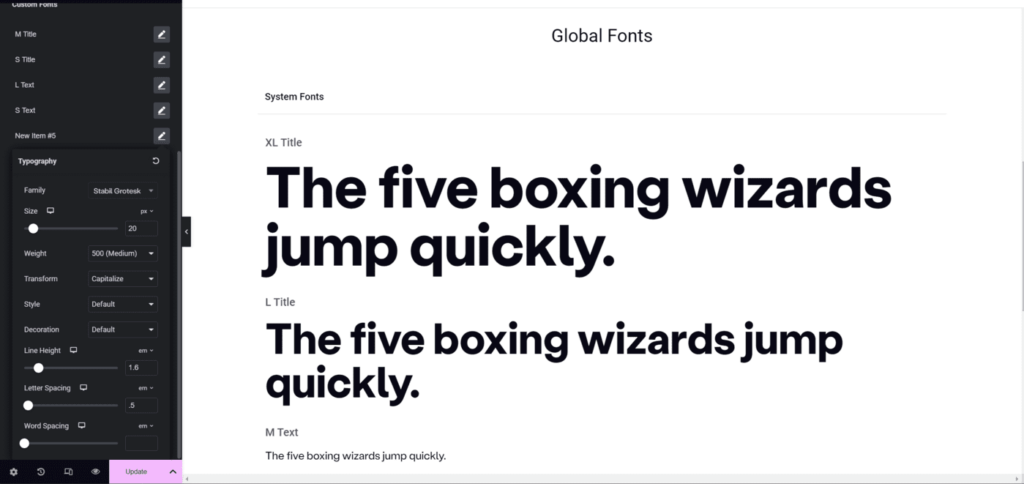 Adding global fonts to Elementor