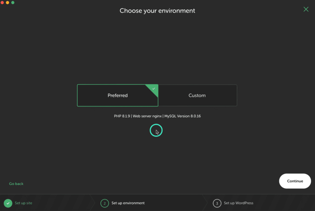 Local-by-Flywheel-choose-environment