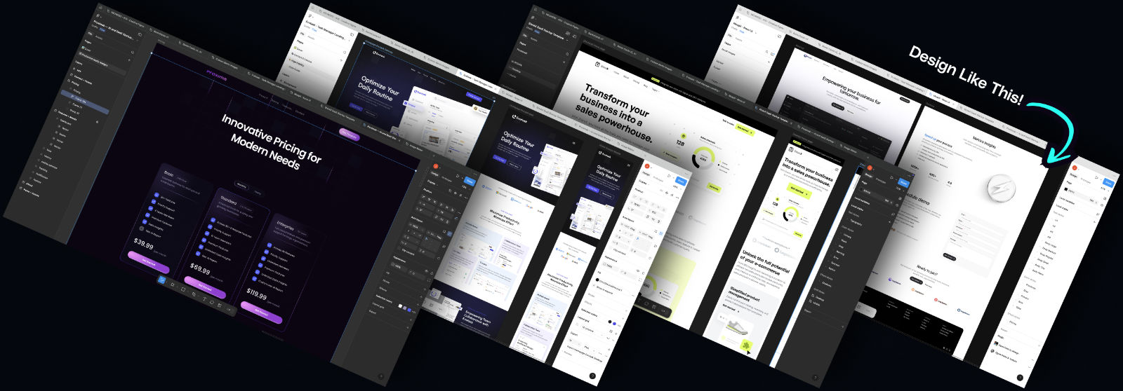 Collage of modern user interface design screens