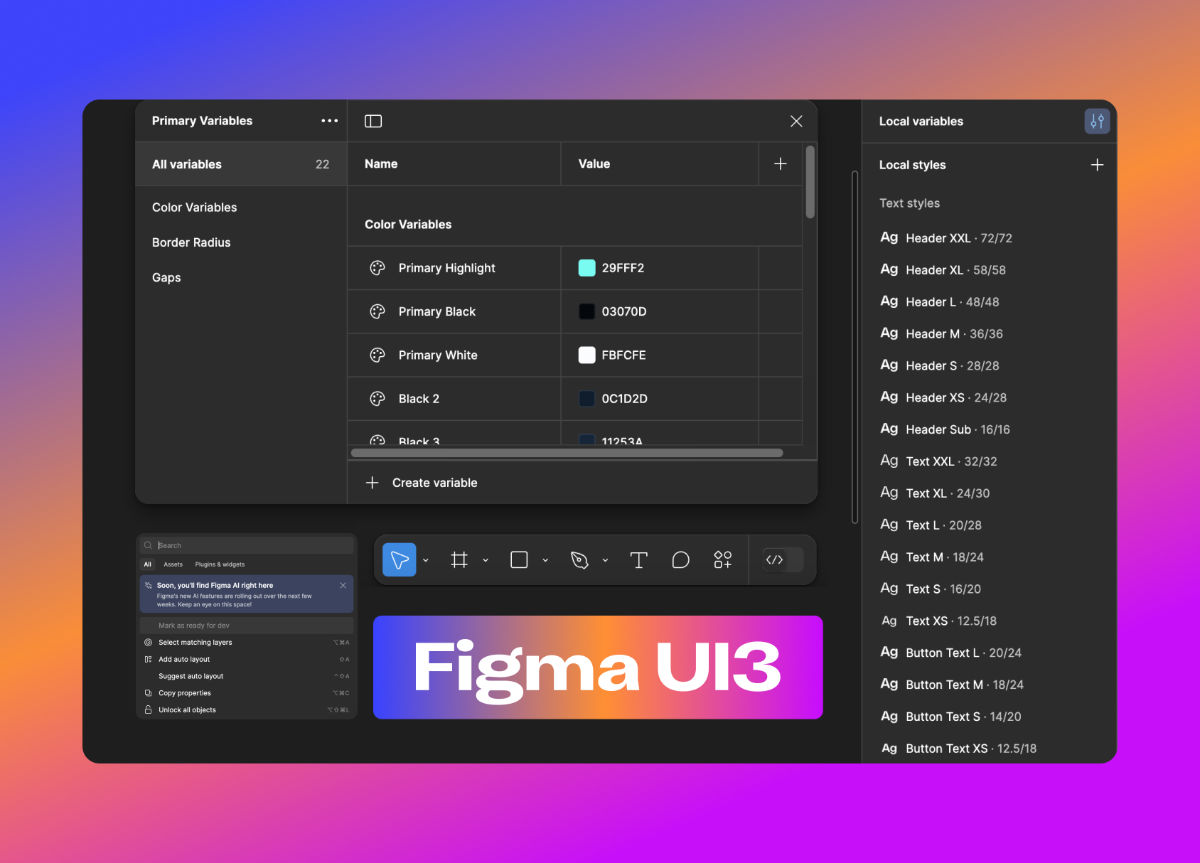 Screenshot displaying Figma UI design interface