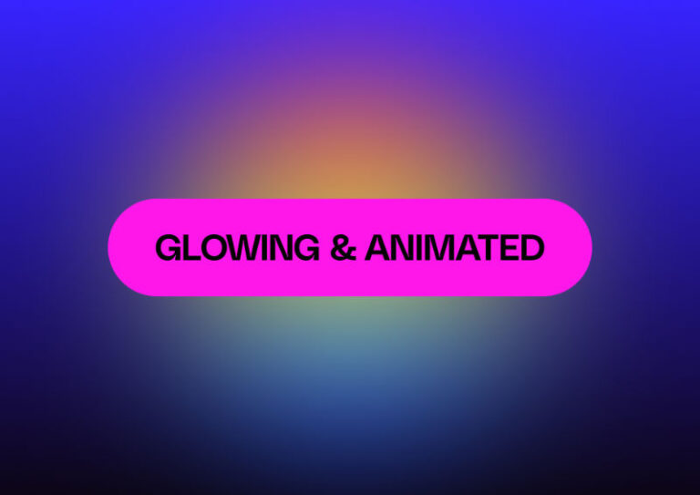 Colorful gradient backdrop with glowing pink text